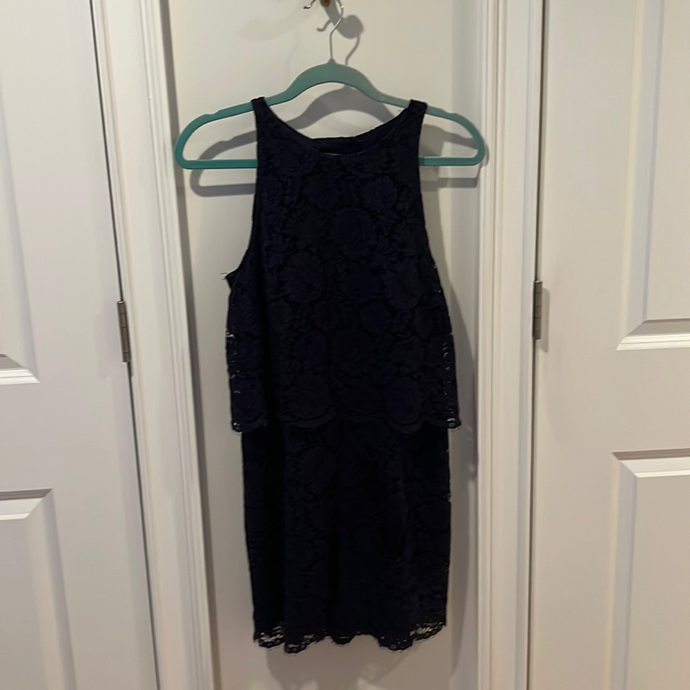 Navy lace short romper from H&M